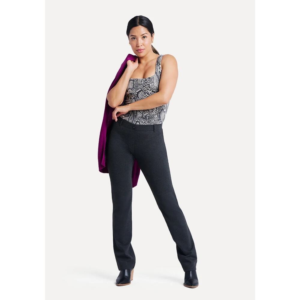 Betabrand Charcoal Gray Work Straight Leg Classic Dress Pant Yoga‎ Pant Large